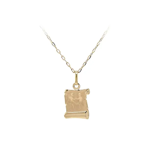 双胞胎标志黄金吊坠