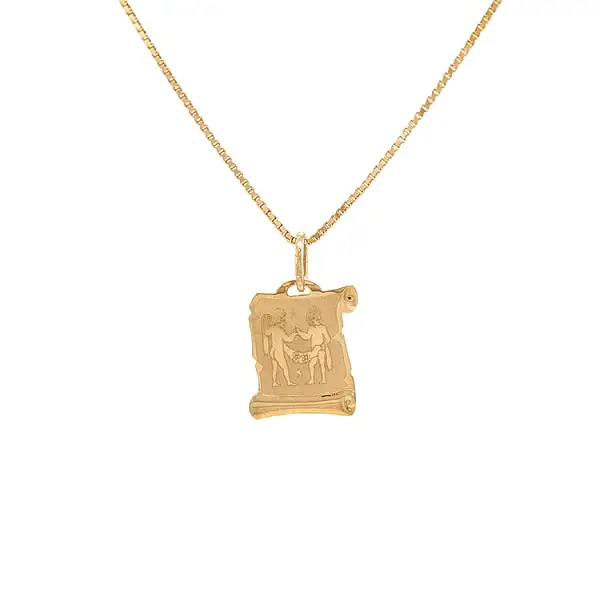 双胞胎标志黄金吊坠