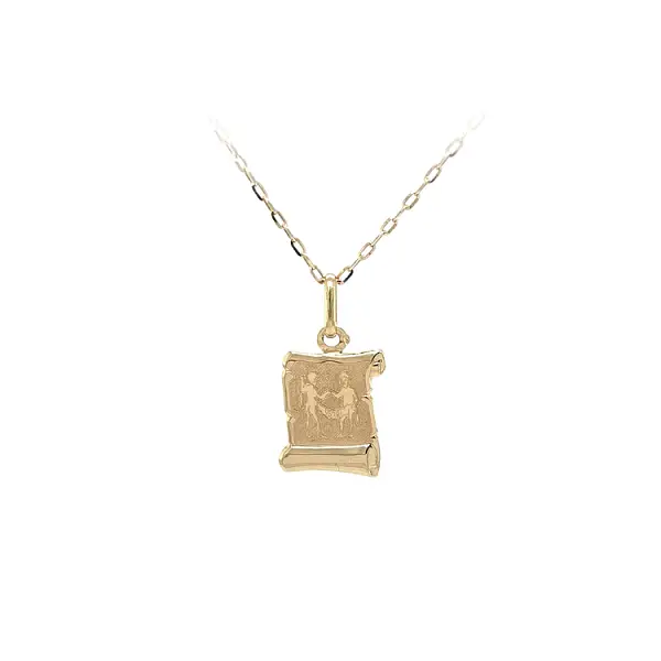 双胞胎标志黄金吊坠