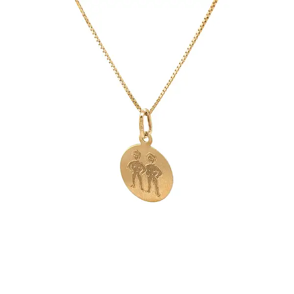 双胞胎标志黄金吊坠