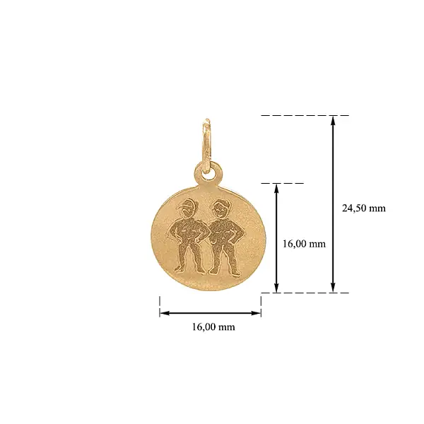 双胞胎标志黄金吊坠