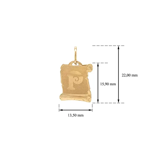 字母 P 黄金吊坠