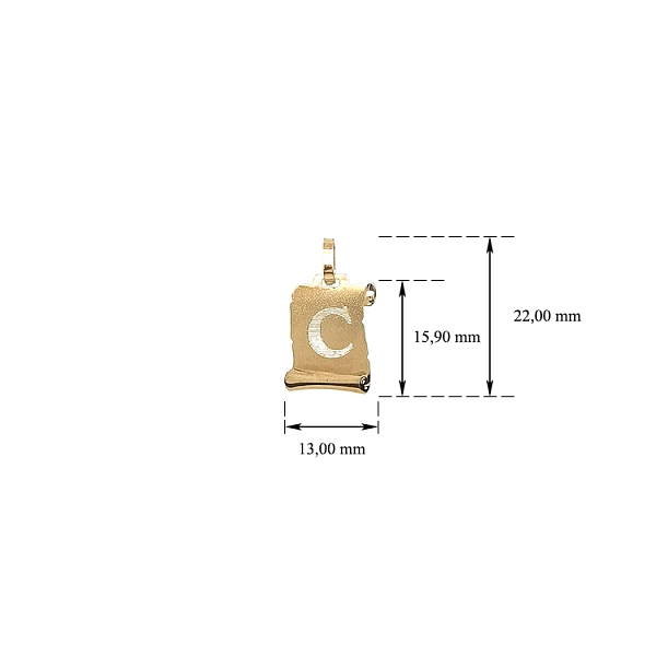 羊皮纸字母 C 黄金吊坠