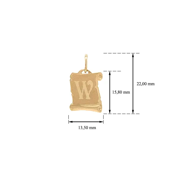 字母 W 黄金吊坠