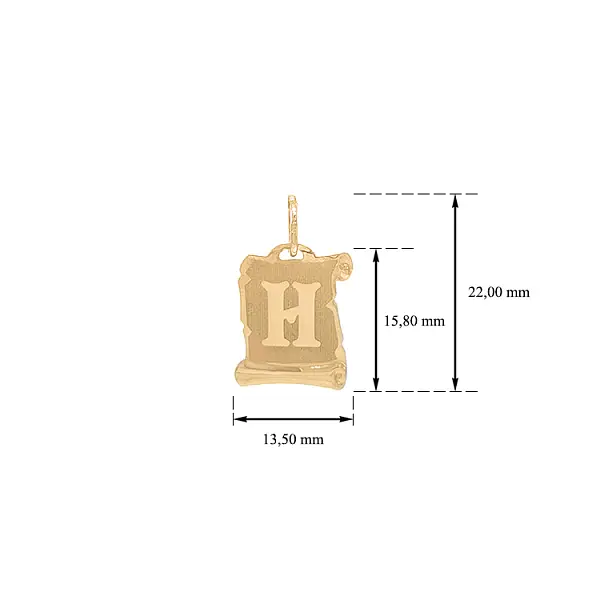 字母 H 黄金吊坠