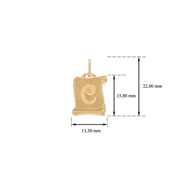 字母 C 黄金吊坠