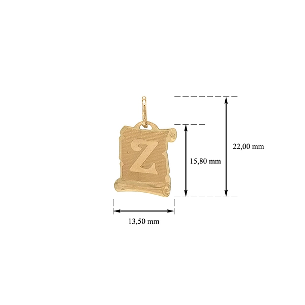 字母 Z 黄金吊坠
