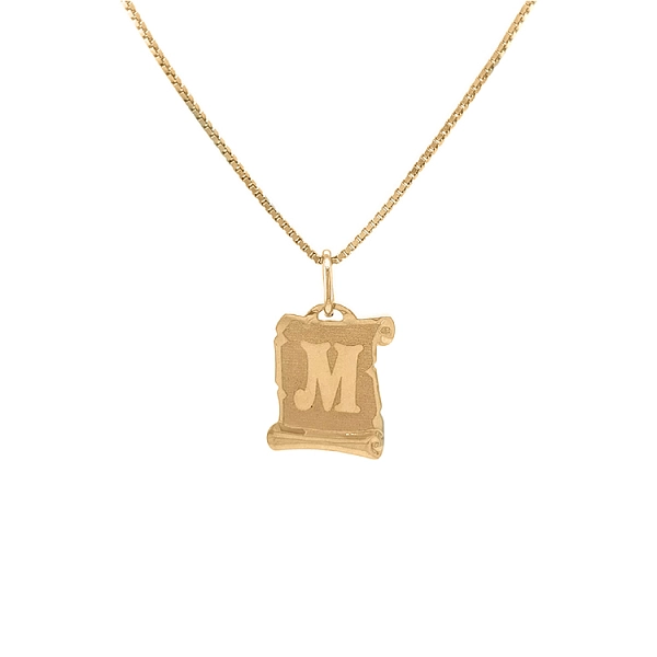 字母 M 黄金吊坠