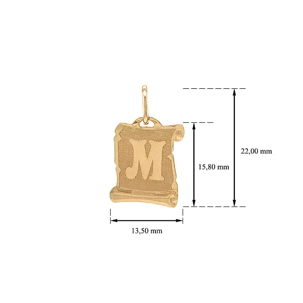 字母 M 黄金吊坠