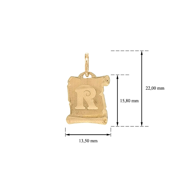 字母 R 黄金吊坠