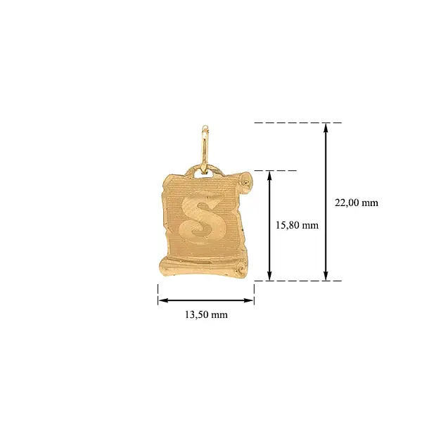 字母 S 黄金吊坠