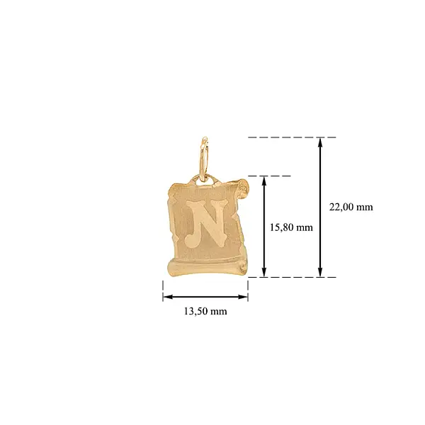 字母 N 黄金吊坠