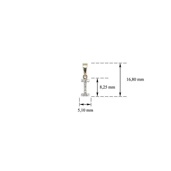 镶锆石字母 I 黄金吊坠
