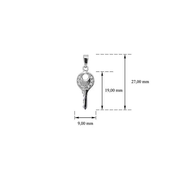 白金锆石钥匙吊坠