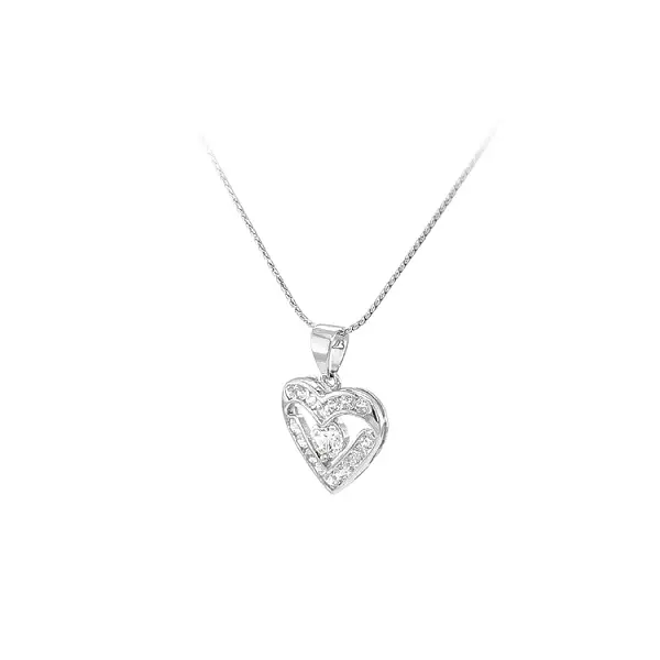 白金锆石心形吊坠