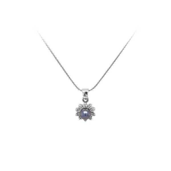 珍珠与锆石白金吊坠