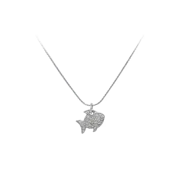 白金锆石鱼形吊坠