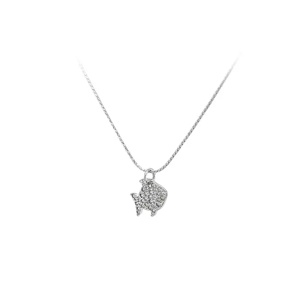 白金锆石鱼形吊坠