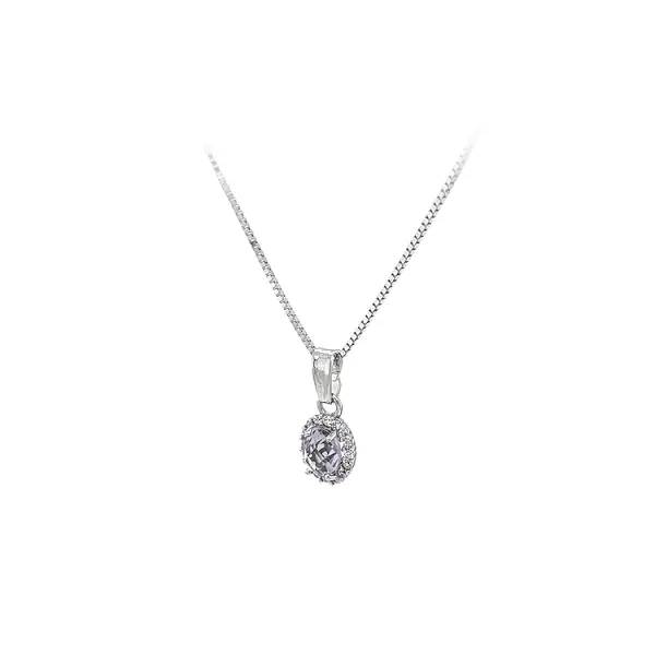 白金镶紫色宝石吊坠