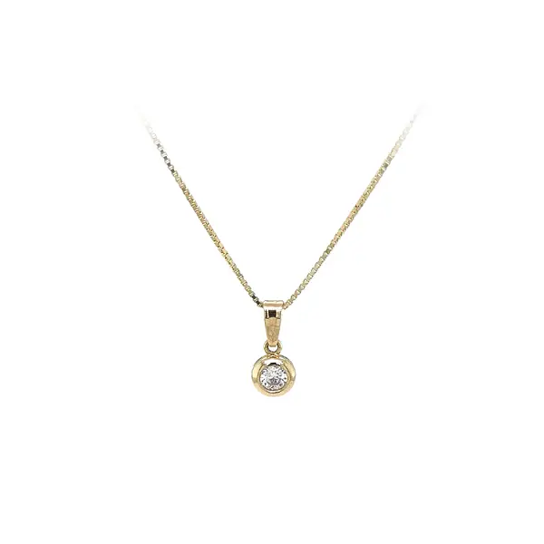 锆石单颗黄金吊坠