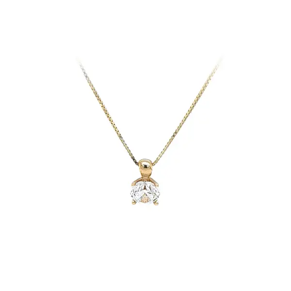 锆石单颗黄金吊坠