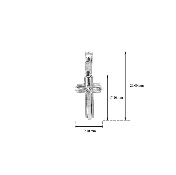 白金镶锆石十字架吊坠
