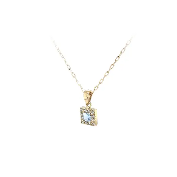 镶蓝色宝石的黄金吊坠