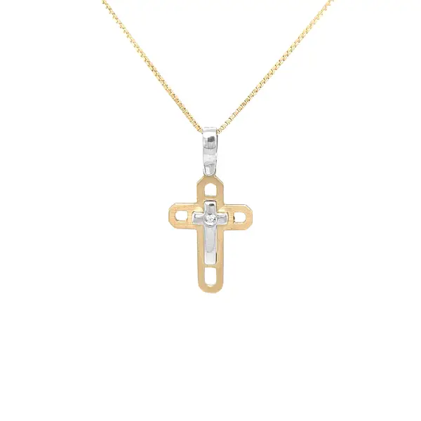 镶嵌锆石的金色十字架