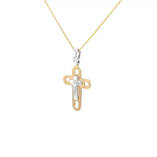 镶嵌锆石的金色十字架