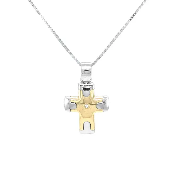 组合金镶锆石金十字架