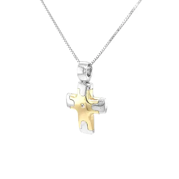 组合金镶锆石金十字架