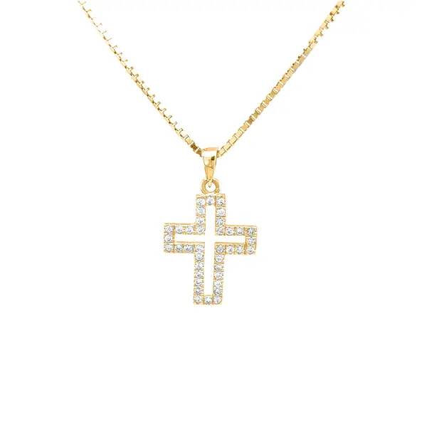 镶锆石的金十字架