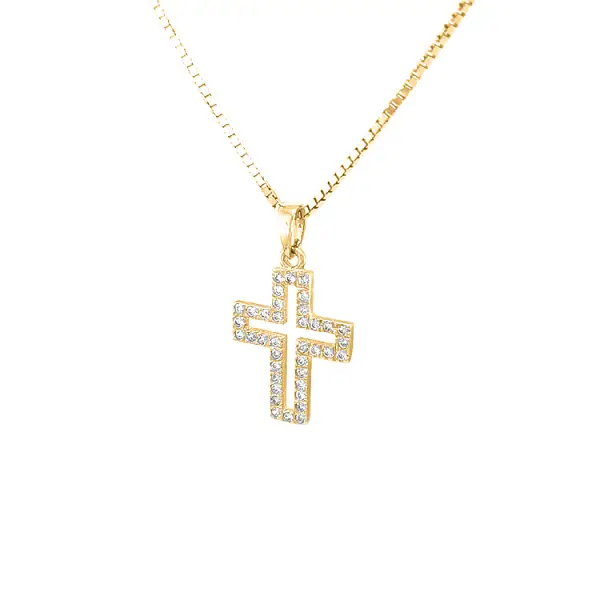 镶锆石的金十字架