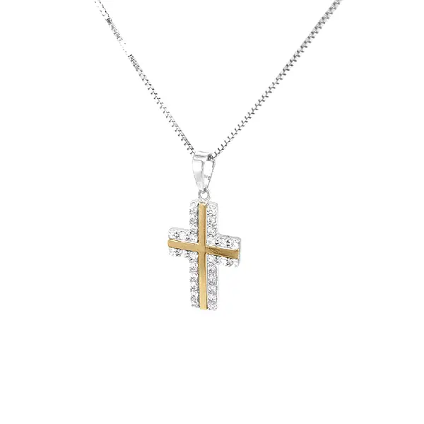 镶锆石的金十字架