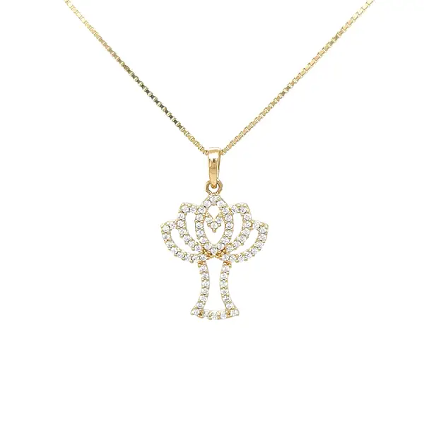 锆石黄金树形吊坠