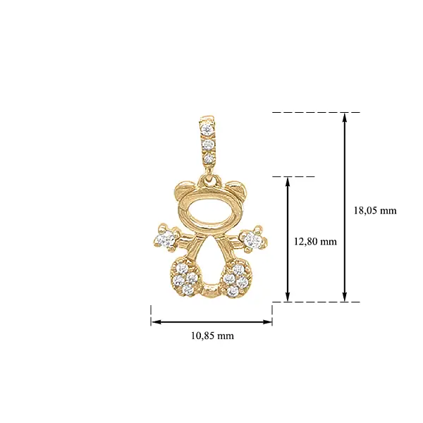 锆石泰迪熊金吊坠