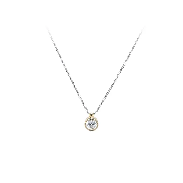 锆石单颗钻石黄金项链