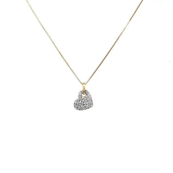 锆石心形金吊坠