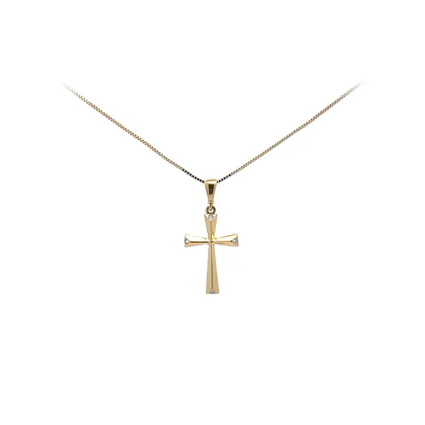 锆石十字架金吊坠