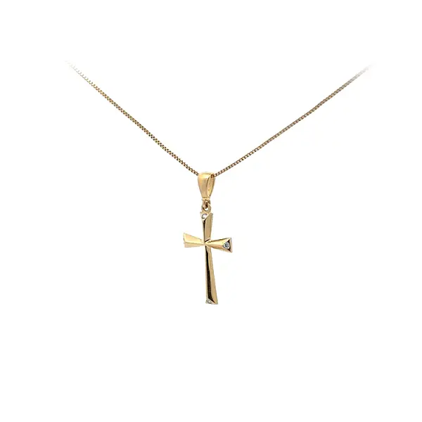 锆石十字架金吊坠