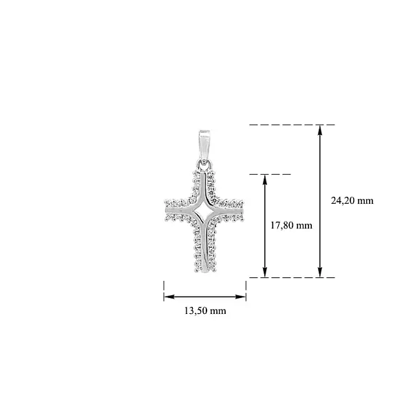 镶嵌白金锆石的十字架吊坠