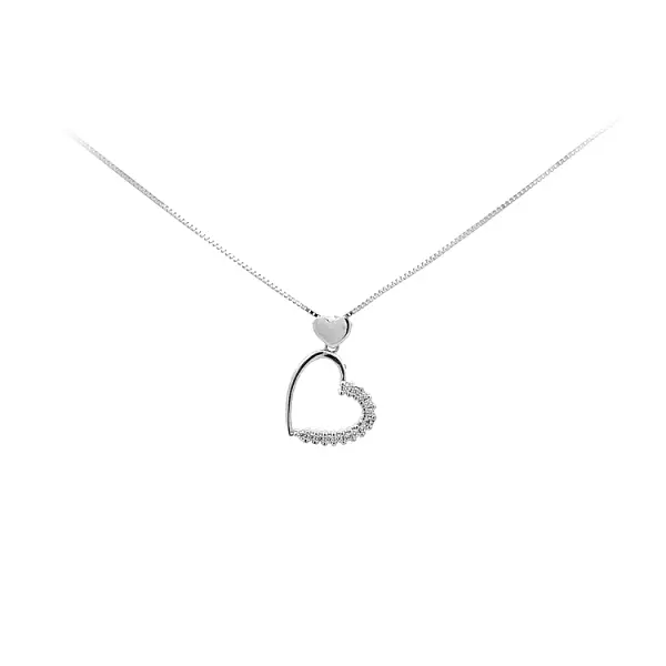 锆石心形金吊坠