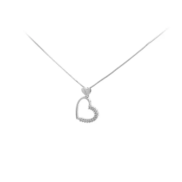 锆石心形金吊坠