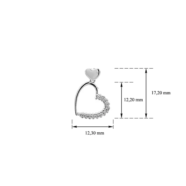 锆石心形金吊坠
