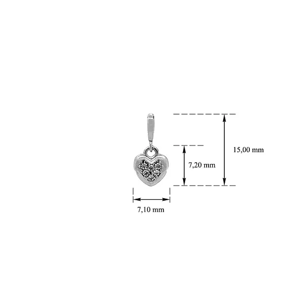 白金锆石心形吊坠