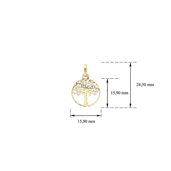 生命之树黄金吊坠
