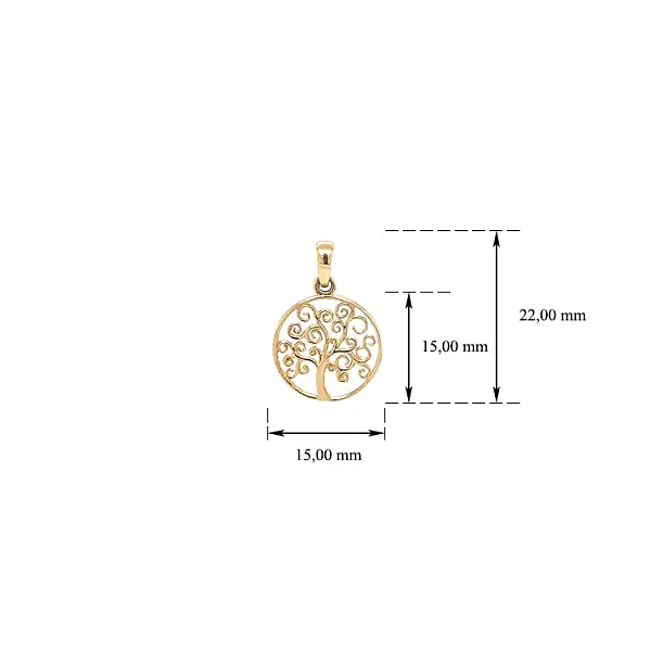 生命之树黄金吊坠