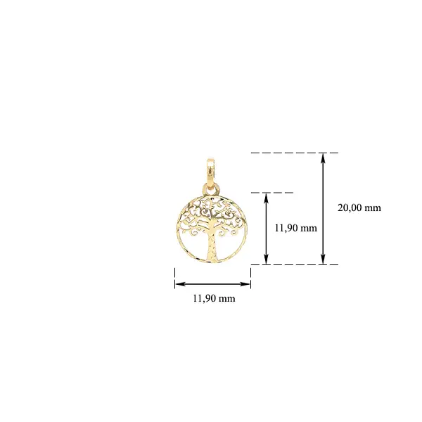 生命之树黄金吊坠