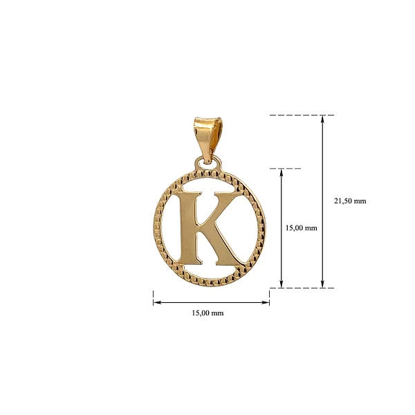 字母 K 黄金吊坠