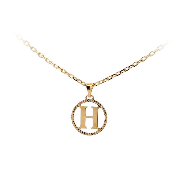 字母 H 黄金吊坠